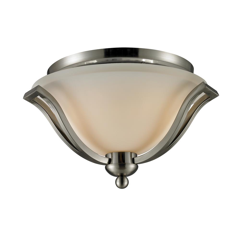 Z-Lite 704F2-BN 2 Light Ceiling in Brushed Nickel with a Matte Opal Shade